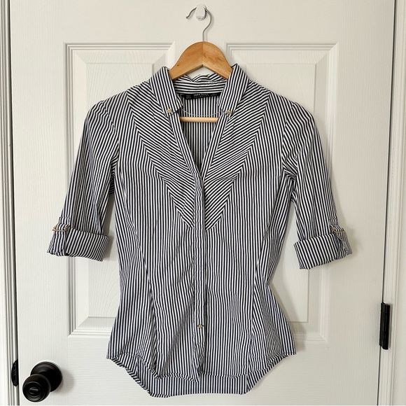 Zara Striped Blue Top - Picture 7 of 9